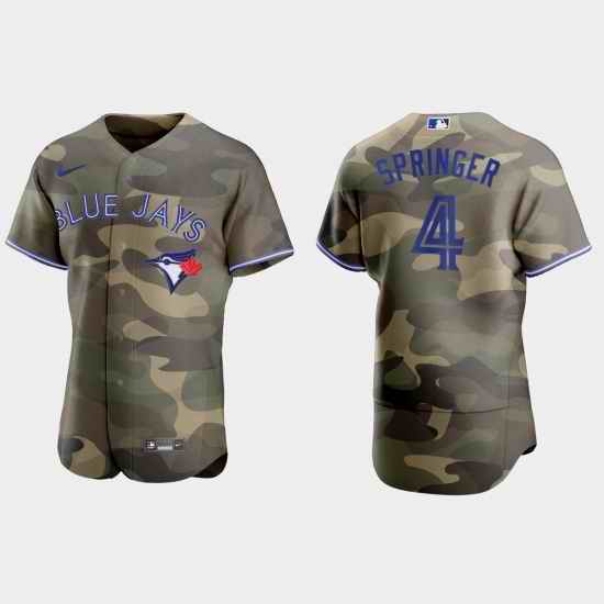 Toronto Blue Jays 4 George Springer Men Nike 2021 Armed Forces Day Authentic MLB Jersey  Camo
